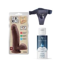 Censan Belden Bağlamalı Kayganlaştırıcı Set Sex Lure Kıkırdaklı Gerçekçi Dildo - 17.5cm Zenci