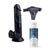 Censan Belden Bağlamalı Kayganlaştırıcı Set Noctis 20cm Siyah Dildo No:17