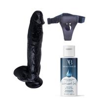 Censan Belden Bağlamalı Kayganlaştırıcı Set Noctis 32cm Siyah Dildo No:23