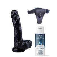 Censan Belden Bağlamalı Kayganlaştırıcı Set Noctis 22,5cm Siyah Dildo No:55