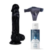 Censan Belden Bağlamalı Kayganlaştırıcı Set Noctis 21cm Siyah Dildo No:64